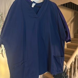 Navy blue two pocket scrub top, 3X, Cherokee